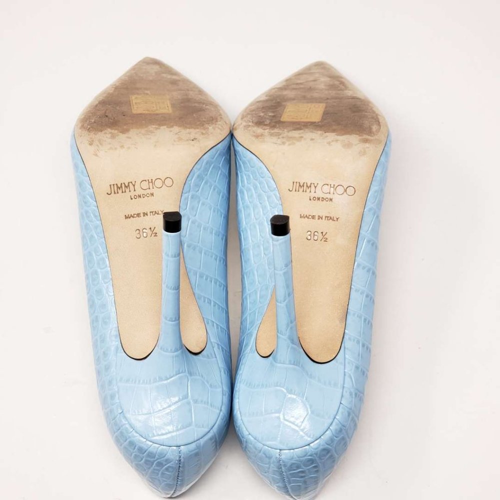 Jimmy Choo Pumpus Light Blue Leather High Heel - Picture 3 of 9
